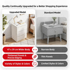 HYGGO Bedside Table Drawer Nightstand Warm White Triple Drawer Finger Pull Modern