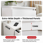 HYGGO Bedside Table Drawer Nightstand Warm White Triple Drawer Finger Pull Modern