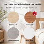 HYGGO Bedside Table Nightstand Walnut Wood Grain Double Drawer Tray Top White Handles
