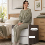 HYGGO Bedside Table Drawer Nightstand Light Gray Wood Grain Storage Tray White 48cm
