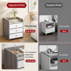 HYGGO Bedside Table Drawer Nightstand Light Gray Wood Grain 3 Drawers Wooden Knobs