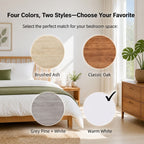 HYGGO Bedside Table Drawer Nightstand Light Gray Wood Grain 3 Drawers Wooden Knobs