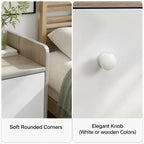 HYGGO Bedside Table Drawer Nightstand Light Gray Wood Grain 3 Drawers Wooden Knobs
