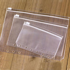12X A5/A6/A7 Binder Pocket Zipper 6 Holes Pvc Document Filling Bags Clear Kit - A7(13*9CM)