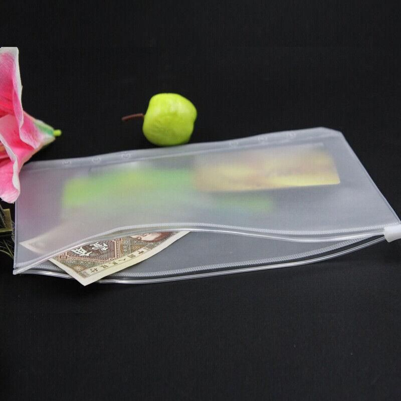 12X A5/A6/A7 Binder Pocket Zipper 6 Holes Pvc Document Filling Bags Clear Kit - A7(13*9CM)