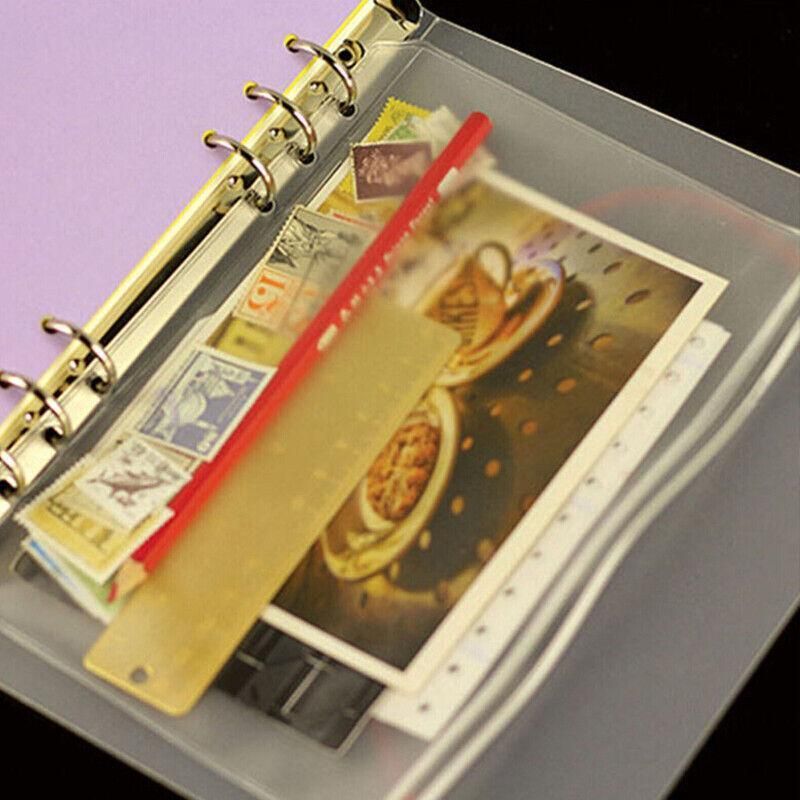 12X A5/A6/A7 Binder Pocket Zipper 6 Holes Pvc Document Filling Bags Clear Kit - A7(13*9CM)