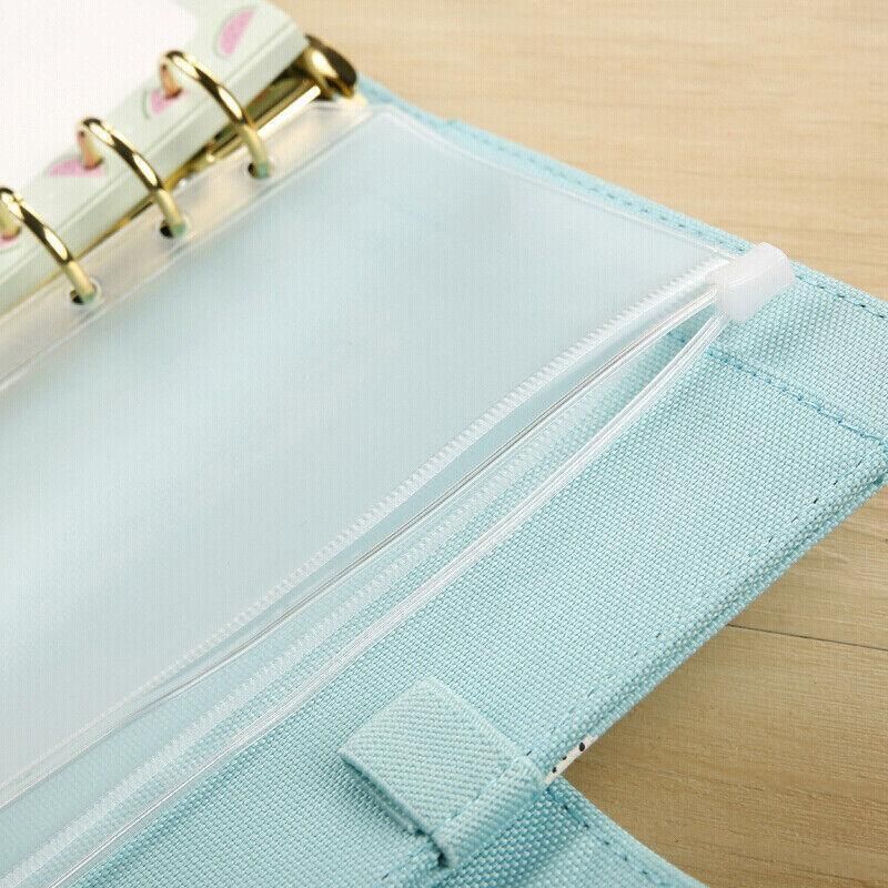 12X A5/A6/A7 Binder Pocket Zipper 6 Holes Pvc Document Filling Bags Clear Kit - A7(13*9CM)