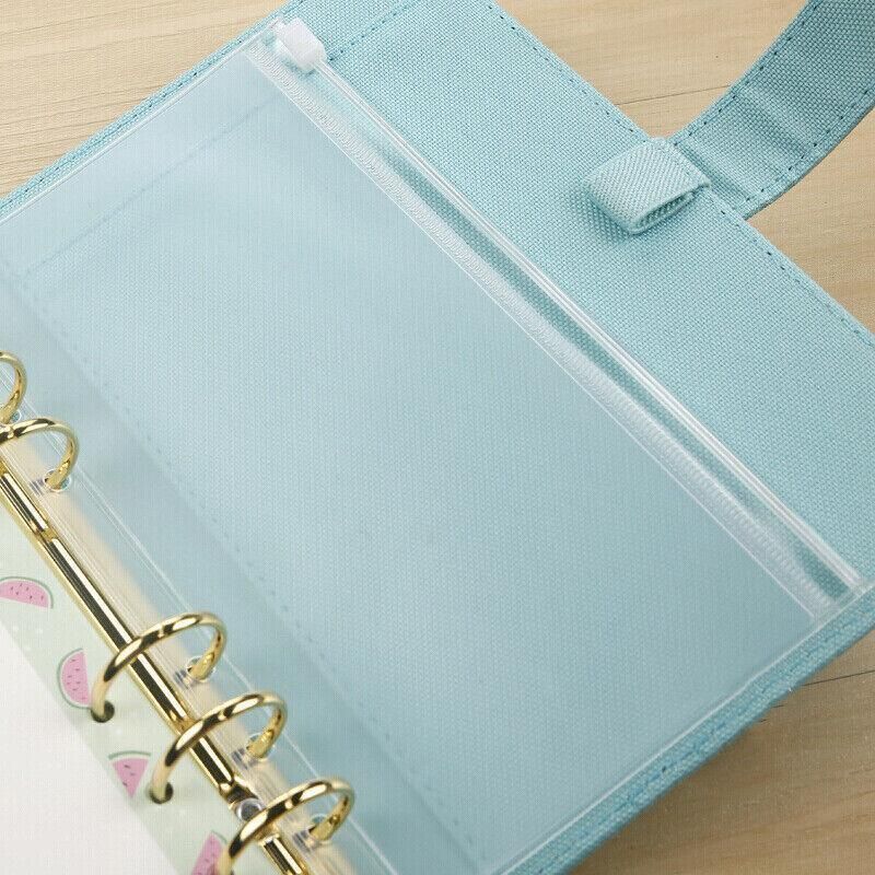 12X A5/A6/A7 Binder Pocket Zipper 6 Holes Pvc Document Filling Bags Clear Kit - A7(13*9CM)
