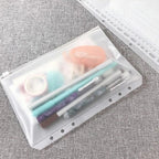 12X A5/A6/A7 Binder Pocket Zipper 6 Holes Pvc Document Filling Bags Clear Kit - A7(13*9CM)