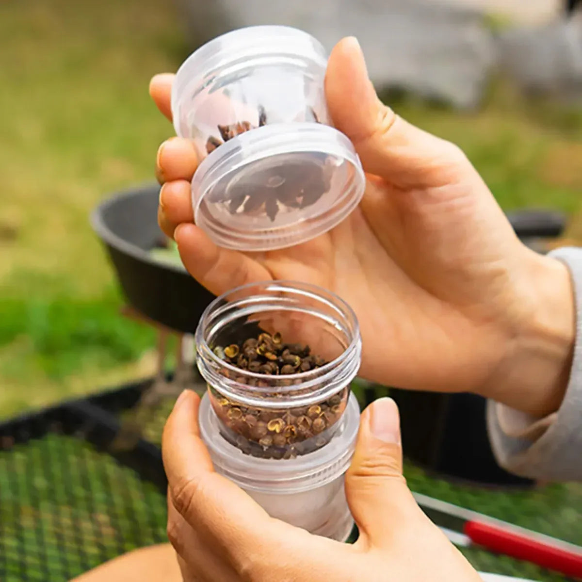 5PCS Outdoor Camping Spice Container Set Travel BBQ Seasoning Storage Box Use - Black