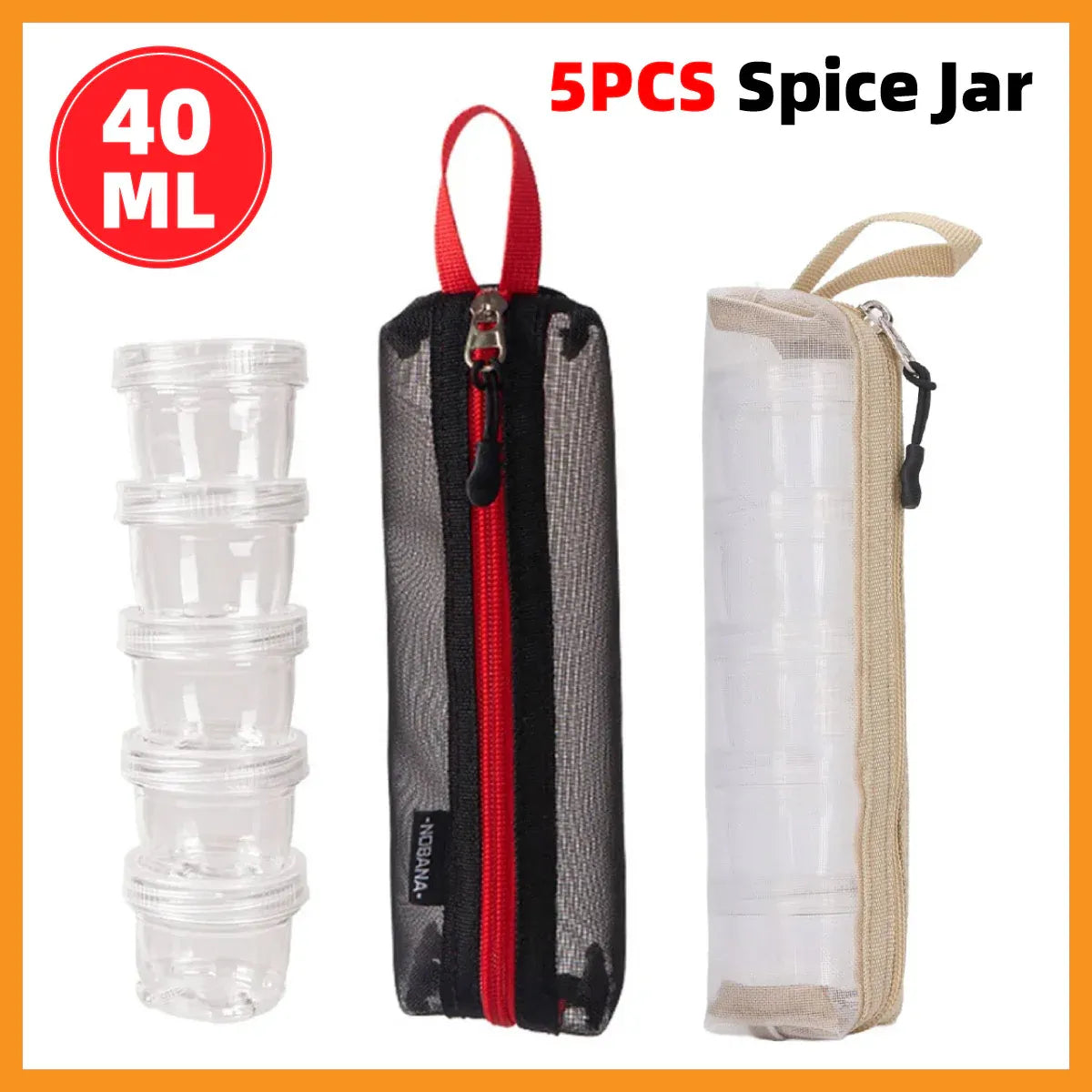 5PCS Outdoor Camping Spice Container Set Travel BBQ Seasoning Storage Box Use - Black