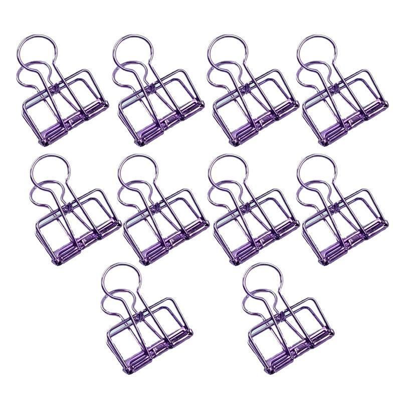 Solid Color Hollow Out Swallowtail Metal Binder Bookmark Clips Office Supplies - Purple