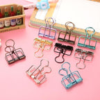 Solid Color Hollow Out Swallowtail Metal Binder Bookmark Clips Office Supplies - Purple