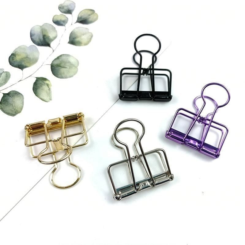 Solid Color Hollow Out Swallowtail Metal Binder Bookmark Clips Office Supplies - Rose Gold