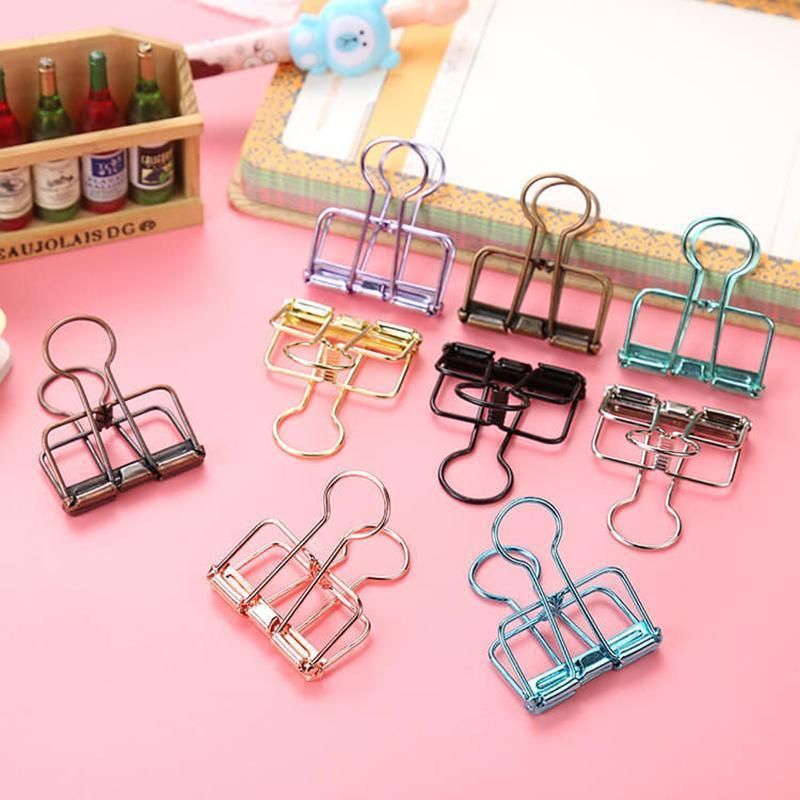 Solid Color Hollow Out Swallowtail Metal Binder Bookmark Clips Office Supplies - Silver