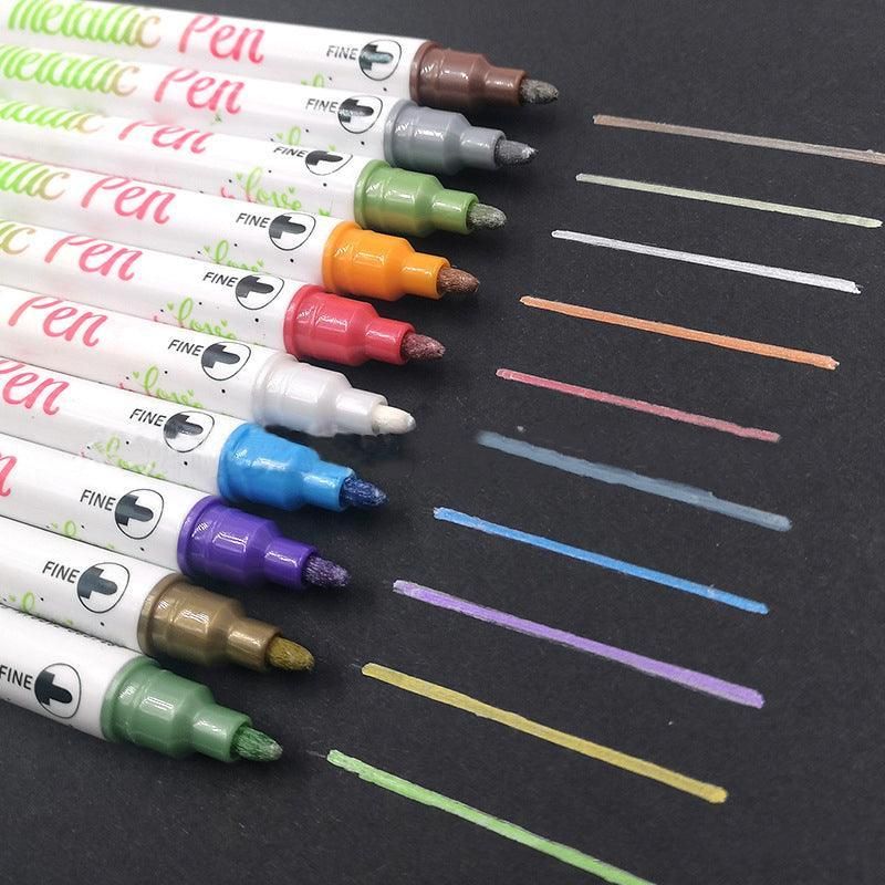 10-Color Set Double Head Shimmer Marker Pens for Albums & Doodles - 10-Colour Set