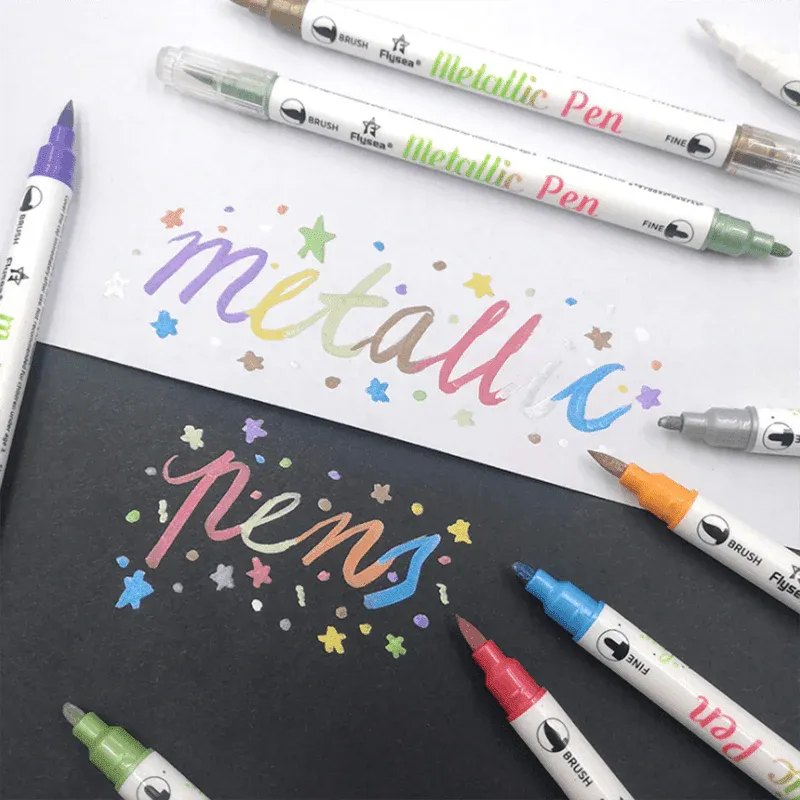 10-Color Set Double Head Shimmer Marker Pens for Albums & Doodles - 10-Colour Set