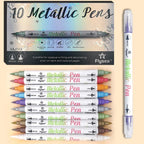 10-Color Set Double Head Shimmer Marker Pens for Albums & Doodles - 10-Colour Set