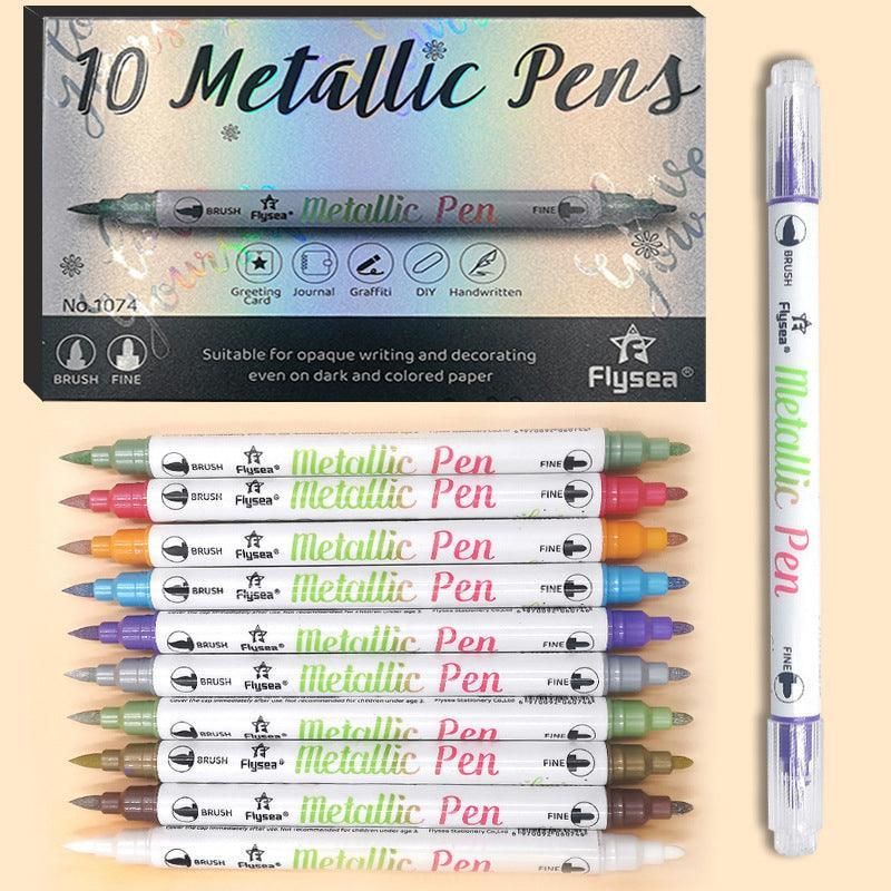 10-Color Set Double Head Shimmer Marker Pens for Albums & Doodles - 10-Colour Set