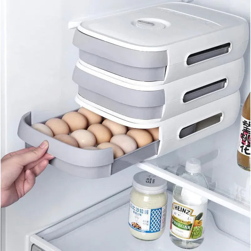 Drawer Type Eggs Tray Fruit Storage Box Kitchen Stacking Holder Food Container - Blue