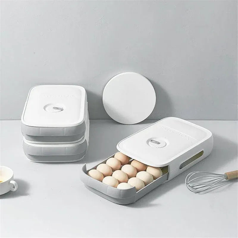 Drawer Type Eggs Tray Fruit Storage Box Kitchen Stacking Holder Food Container - Pink