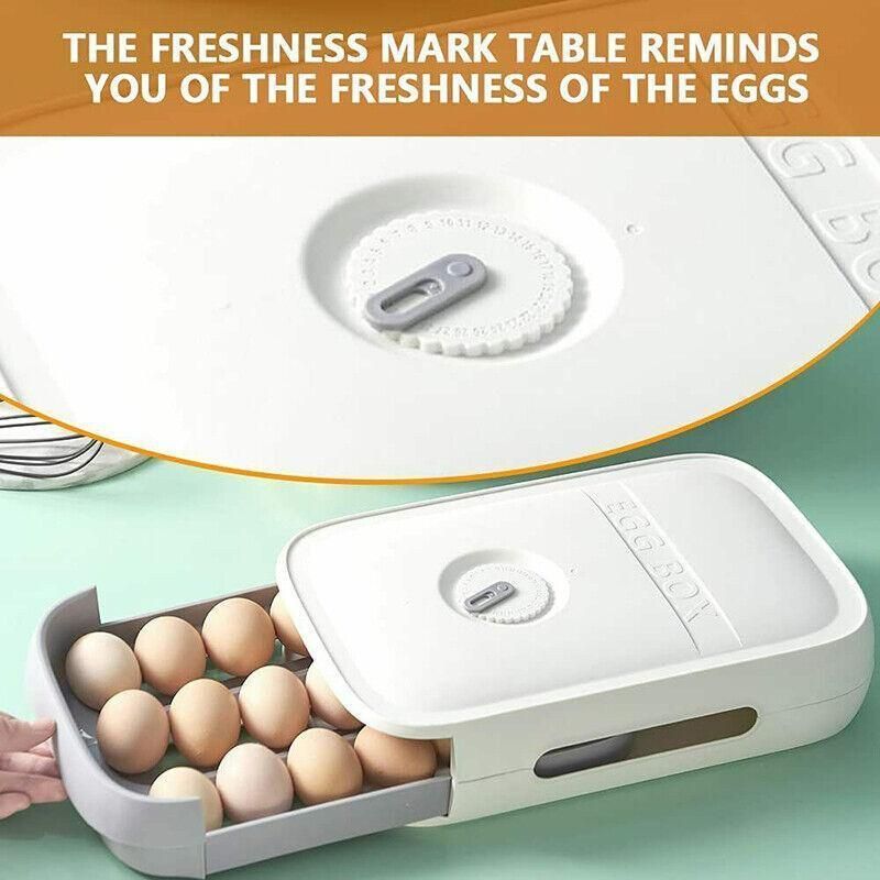 Drawer Type Eggs Tray Fruit Storage Box Kitchen Stacking Holder Food Container - White