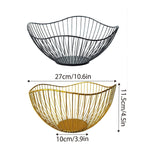 Large Iron Fruit Storage Basket Home Decor Snack Candy Plate Living Room Basket - Black