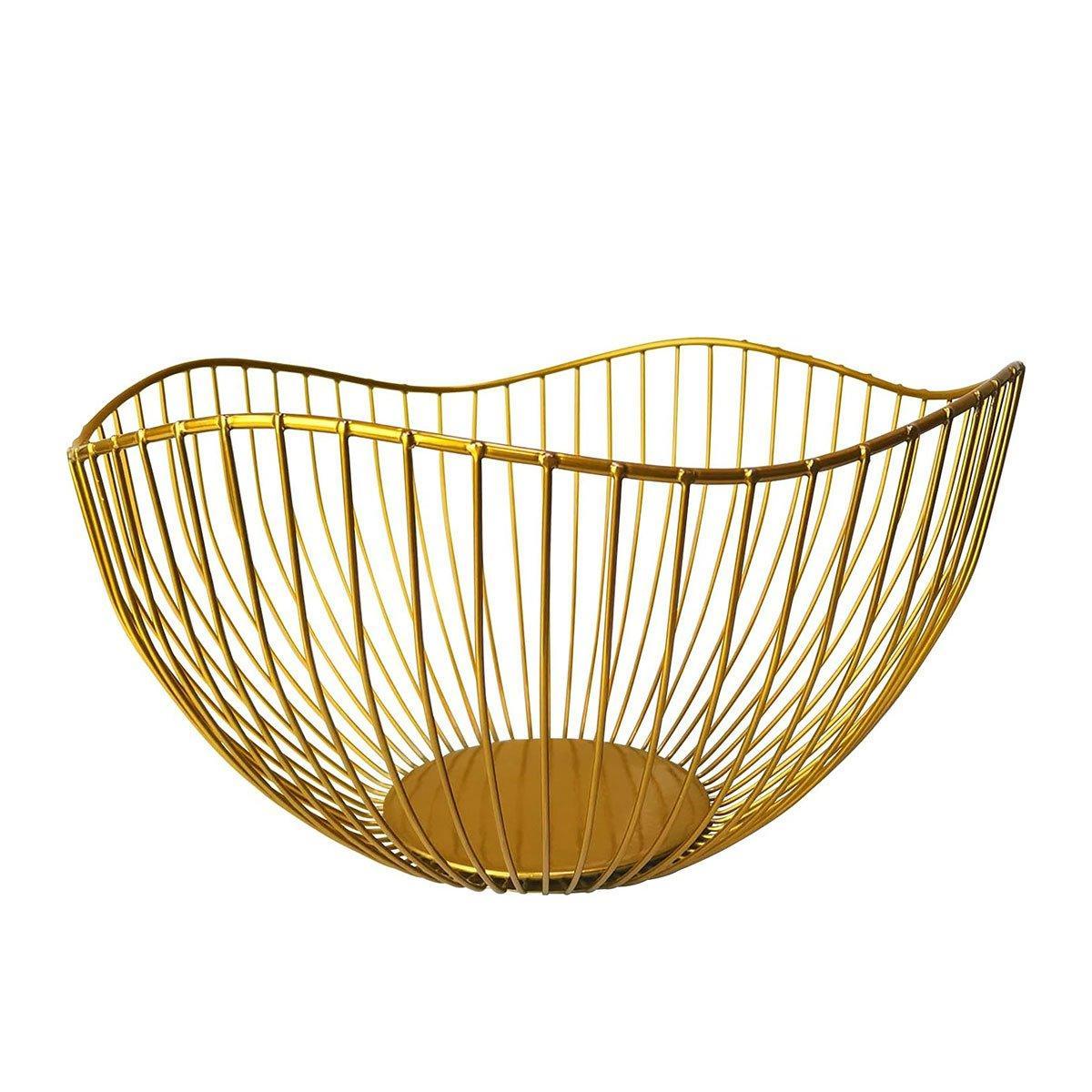 Large Iron Fruit Storage Basket Home Decor Snack Candy Plate Living Room Basket - Black