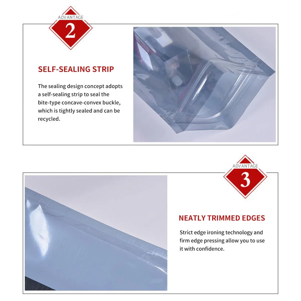 Plastic Self Sealing Bags 100PCS Anti Static Semi Transparent Resealable - 6x9cm