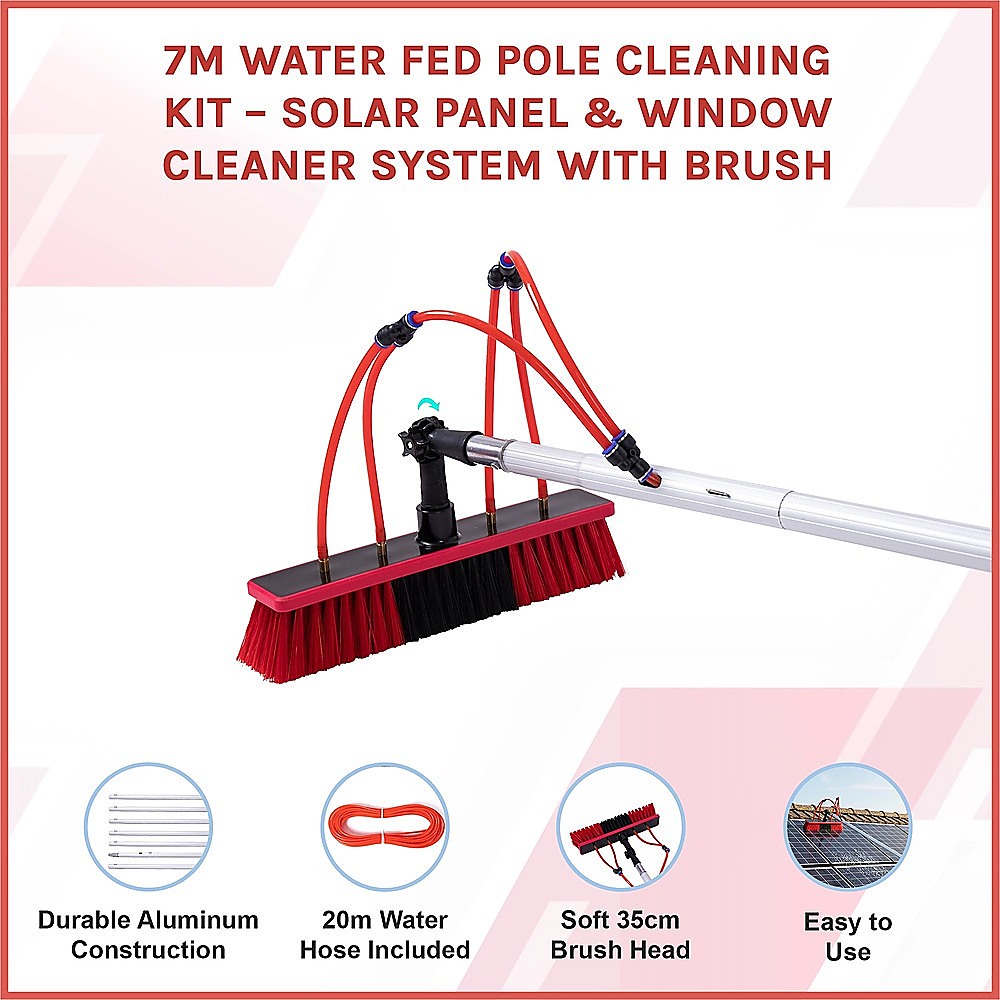 7m Water Fed Pole Cleaning Kit – Solar Panel & Window Cleaner System with Brush