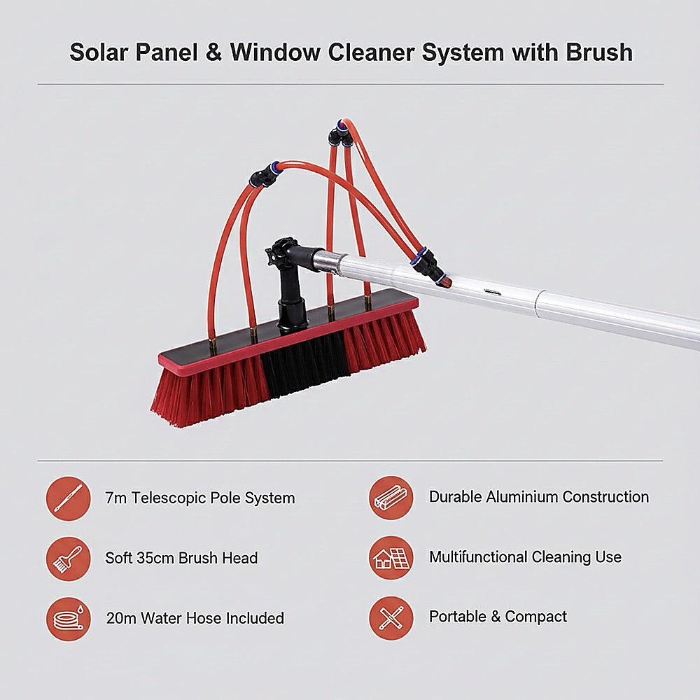 7m Water Fed Pole Cleaning Kit – Solar Panel & Window Cleaner System with Brush