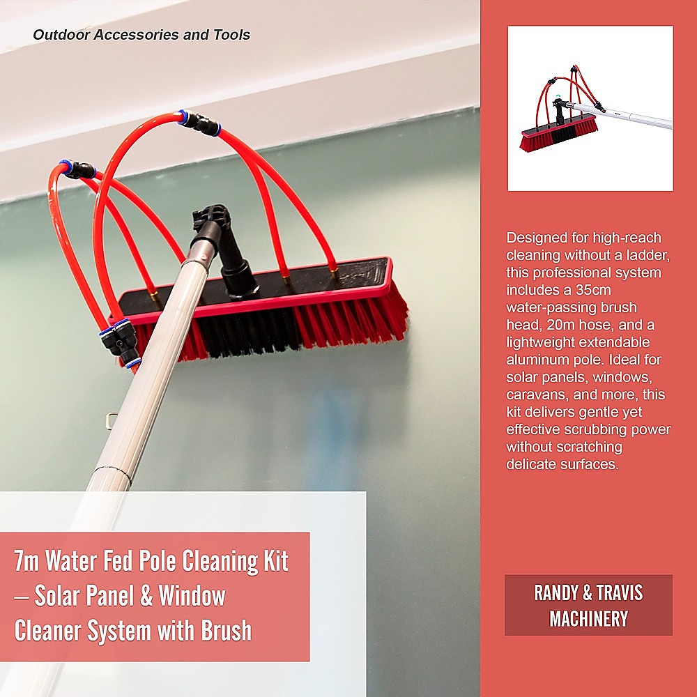 7m Water Fed Pole Cleaning Kit – Solar Panel & Window Cleaner System with Brush