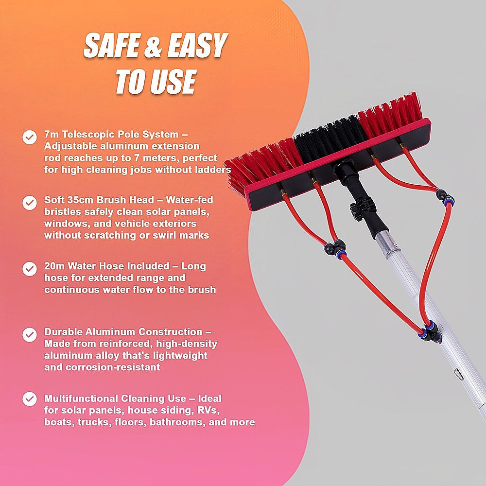 7m Water Fed Pole Cleaning Kit – Solar Panel & Window Cleaner System with Brush
