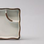Sushi Plate Inbuilt Sauce Dish 15cm Tenmokku Edge Design