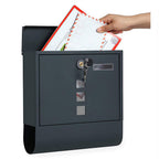 Lockable Mailbox Wall Mounted Mail Letter Post Box with Newspaper Holder Rack