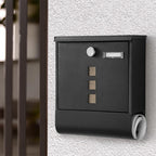 Lockable Mailbox Wall Mounted Mail Letter Post Box with Newspaper Holder Rack