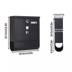 Lockable Mailbox Wall Mounted Mail Letter Post Box with Newspaper Holder Rack