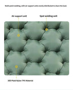 Inflatable Seat Cushion for Camping - Olive Green Portable Foldable Outdoor Sitting Pad with Integrated Inflation Storage Box, Moisture Resistant Travel Seat Mat
