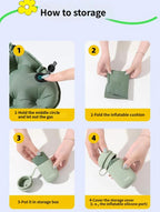 Inflatable Seat Cushion for Camping - Olive Green Portable Foldable Outdoor Sitting Pad with Integrated Inflation Storage Box, Moisture Resistant Travel Seat Mat