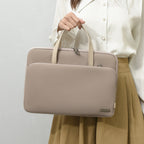 Grey Chic Padded Laptop Bag for 15.6-Inch Notebooks - Versatile Shoulder Briefcase with Trolley Strap