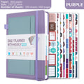 Purple A5 PU Leather Agenda for Productivity & Time Management-Undated Daily & Hourly Planner Pro