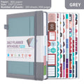 Grey A5 PU Leather Agenda for Productivity & Time Management-Undated Daily & Hourly Planner Pro