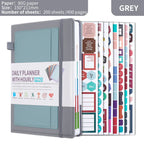 Grey A5 PU Leather Agenda for Productivity & Time Management-Undated Daily & Hourly Planner Pro