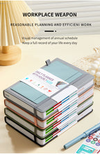 Grey A5 PU Leather Agenda for Productivity & Time Management-Undated Daily & Hourly Planner Pro
