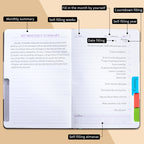 Grey A5 PU Leather Agenda for Productivity & Time Management-Undated Daily & Hourly Planner Pro