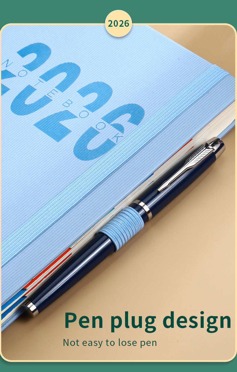 Blue 2026 A5 English Daily Planner Notebook 365-Day Schedule Book for Monthly & Annual Planning