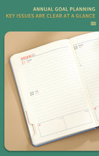 Green 2026 A5 English Daily Planner Notebook 365-Day Schedule Book for Monthly & Annual Planning