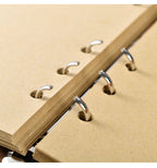 2PCS Black Vintage A5 PU Leather Journal with Leaf Charm - Ring Bound Refillable Notebook Set