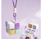 Black 8-Grid Magic Cube Pill Box with Lanyard - Portable Weekly Sealed Tablet Organizer & Dispenser