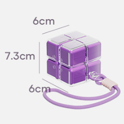 Purple 8-Grid Magic Cube Pill Box with Lanyard - Portable Weekly Sealed Tablet Organizer & Dispenser